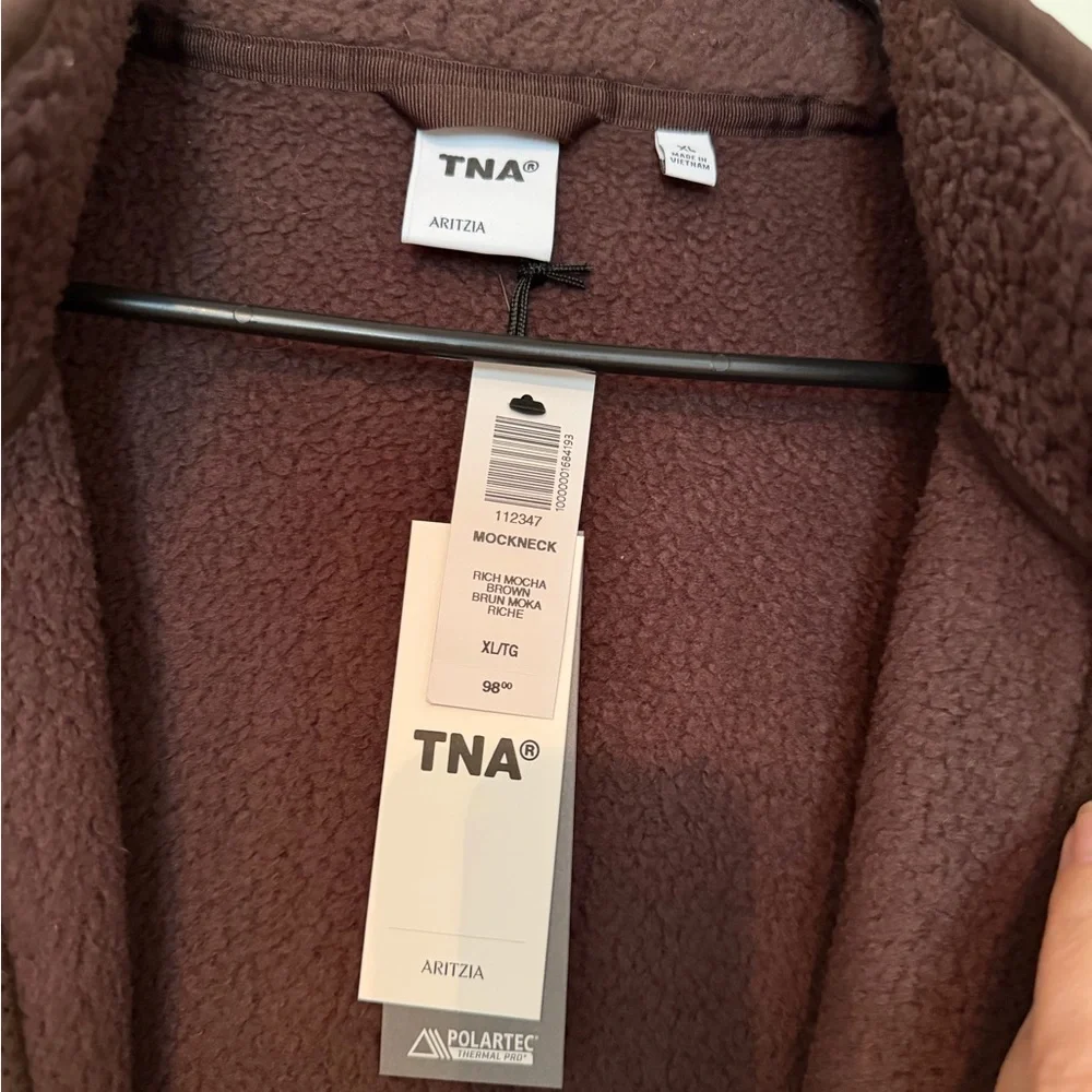 Aritzia TNA Polartec Thermal Pro Mockneck Fleece Vest Rich Mocha Brown NWT - Picture 6 of 6